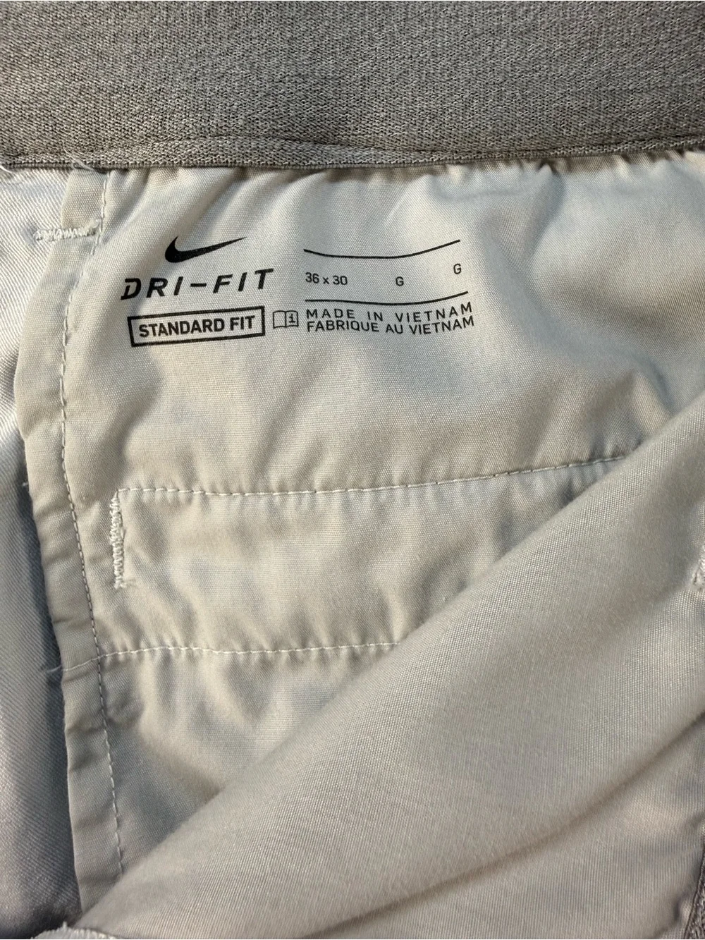 Nike Dri-FIT UV Golf Chino Pants Standard Fit 36x30 Light Gray Performance